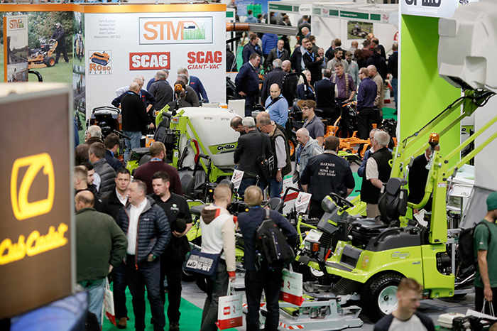 A photograph of exhibitors and attendees at a previous Saltex show