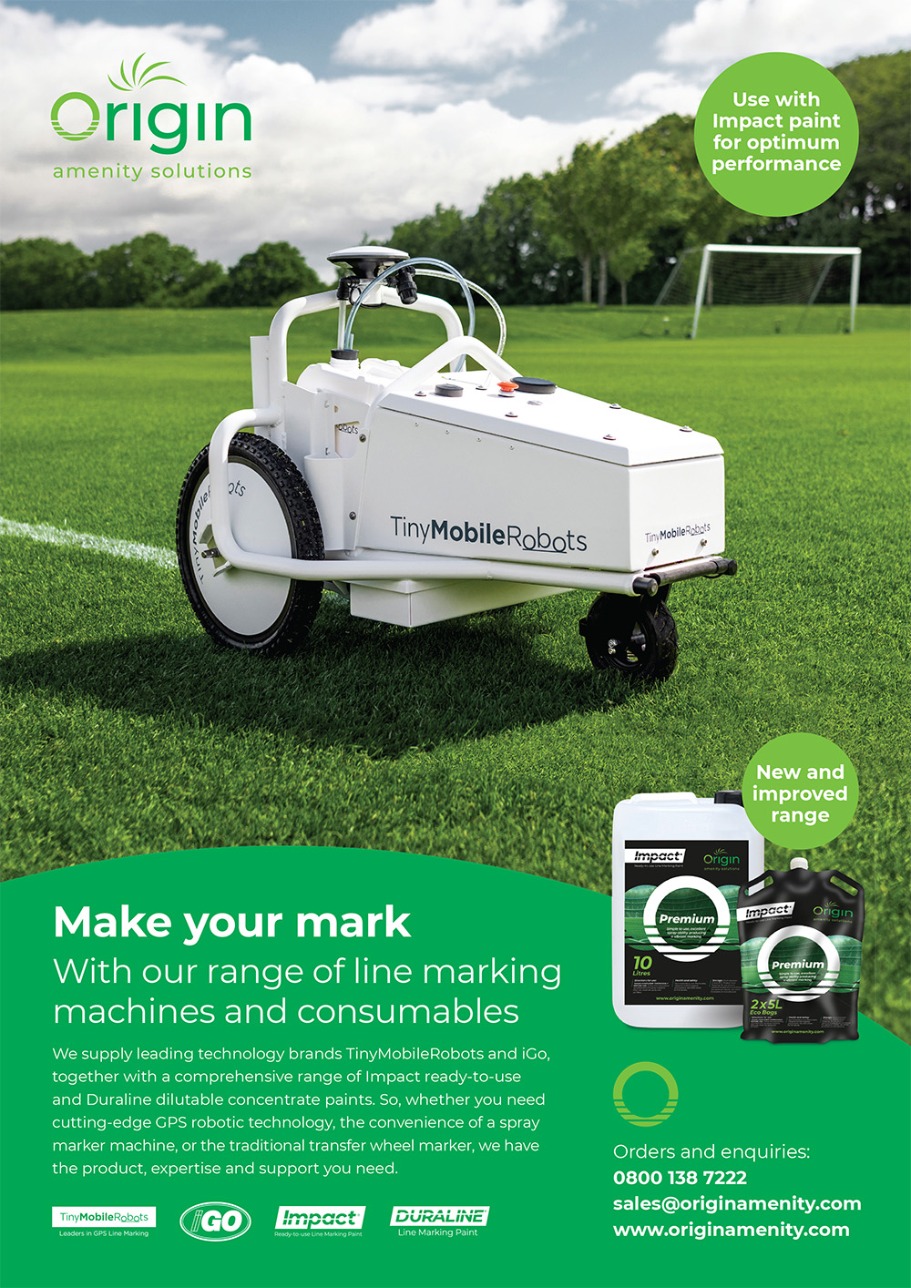 Origin Amenity Solutions - make your mark with our range of line marking machines and consumables