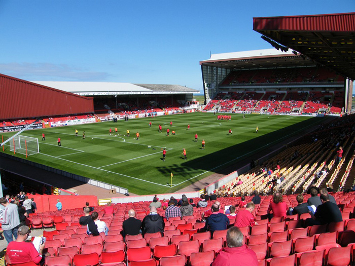 Social distanced crowd at the Pittodrie Stadium