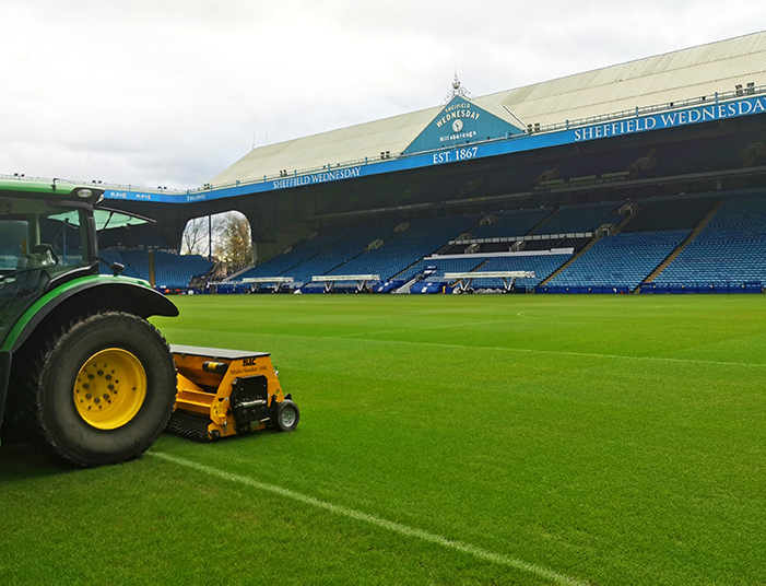 The BLEC Multi-Seeder, in use at Sheffield Wednesday FC