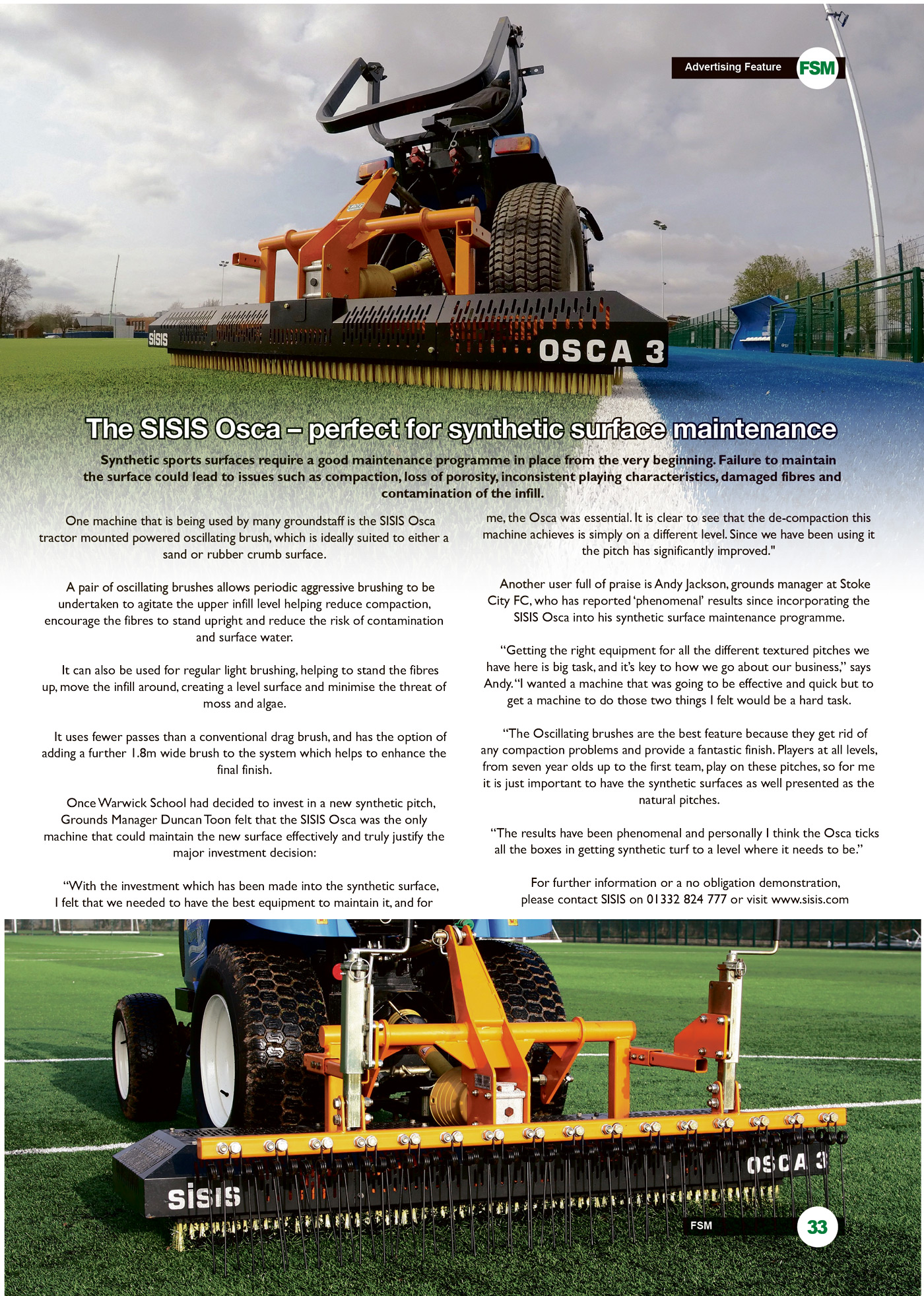 The SISIS Osca – Perfect For Synthetic Surface Maintenance
