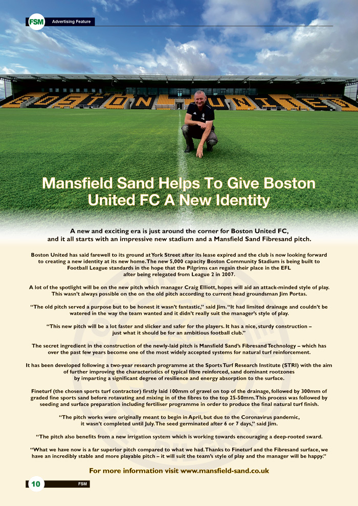 Mansfield Sand Helps To Give Boston United FC A New Identity