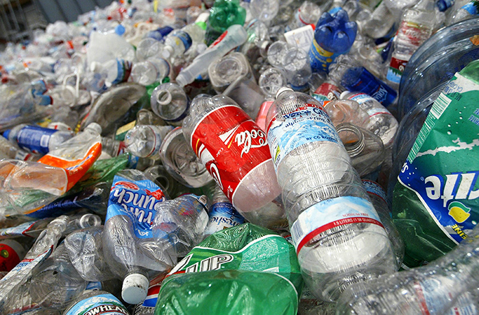 Plastic bottle waste in pile