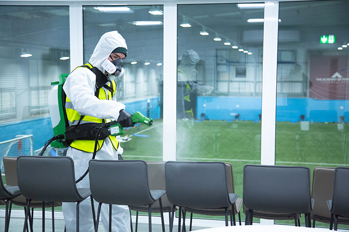Ice Cleaning disinfecting at West Ham United indoor seating