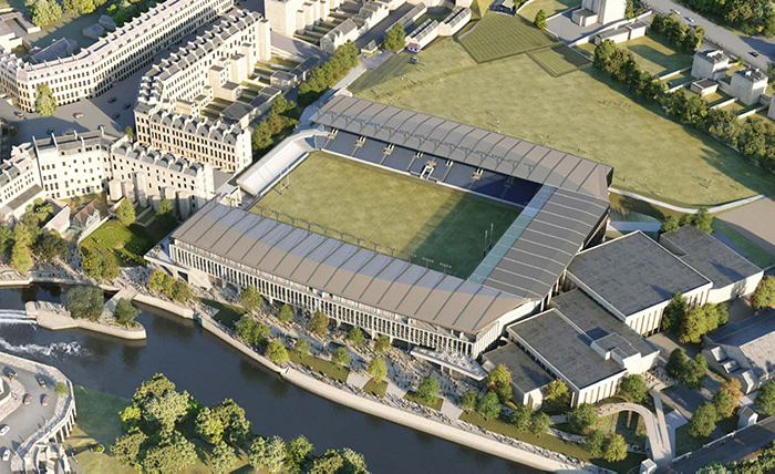 Aerial image of Bath Rugby's Stadium