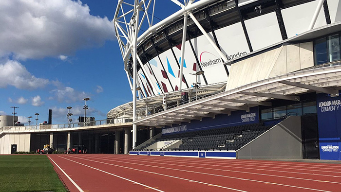 View of London Stadium and athletics track