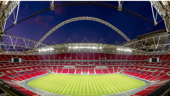 View of the pitch as seen from inside the Wembley Stadium