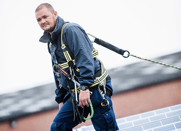 PTSG operative wearing a working at height harness
