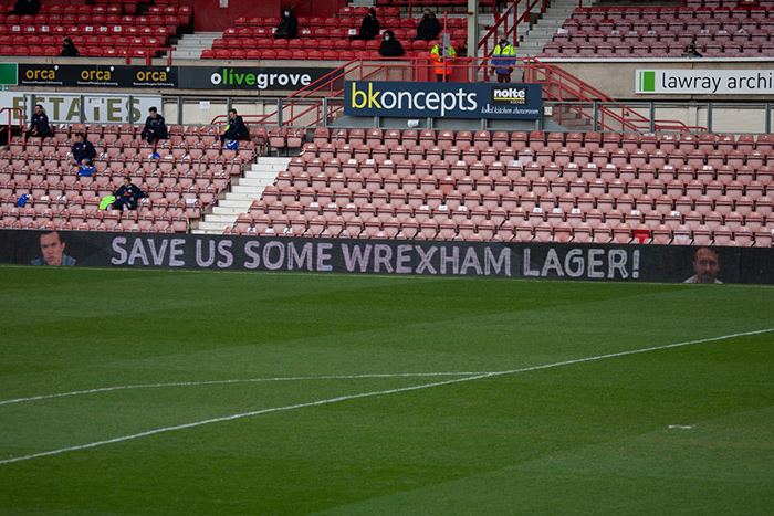 An LED board at Wrexham AFC