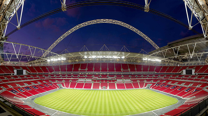 Wembley Stadium pitch seen at night