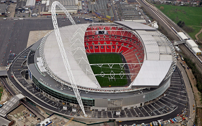 Aerial shot of Wembley Stadium