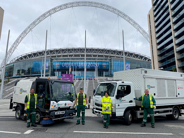 Veolia cleaning team at Wembley Stadium