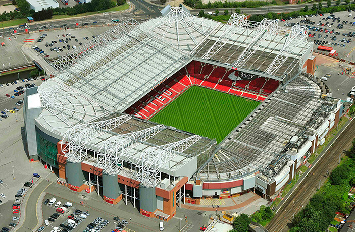 Aerial image of the Old Trafford stadium