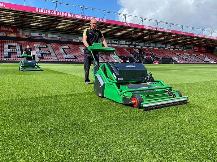 Dennis electric rotary mower at A.F.C. Bournemouth