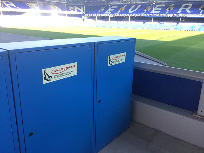 Storage unit at Everton FC for their new EVAC+Chair units