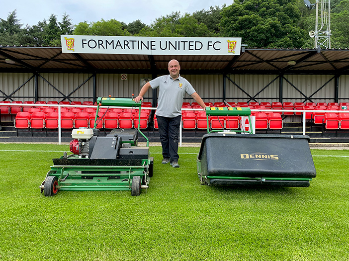 Formartine United Football Club boasts a pitch to match its ambitions thanks to an experienced groundsman and two Dennis mowers
