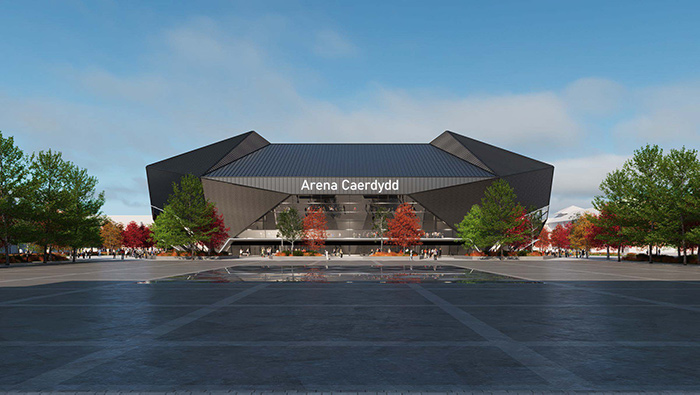 Image of the proposed Arena Caerdydd and surrounding area
