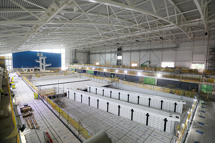 Work in progress inside the Sandwell Aquatics Centre