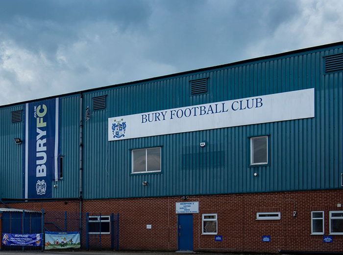 The exterior of Bury Football Club
