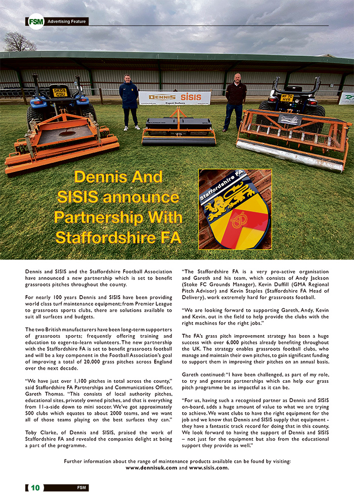 Dennis And SISIS Announce Partnership With Staffordshire FA