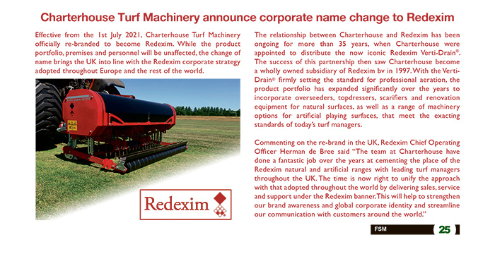 Charterhouse Turf Machinery Announce Corporate Name Change To Redexim