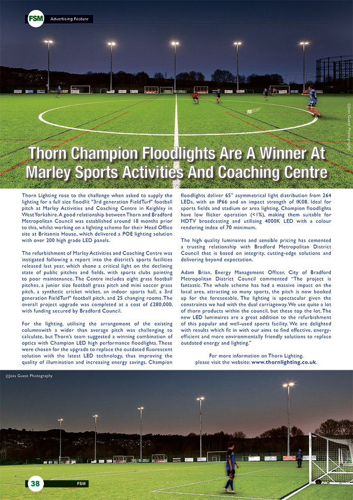 Thorn Champion Floodlights Are A Winner At Marley Sports Activities And Coaching Centre