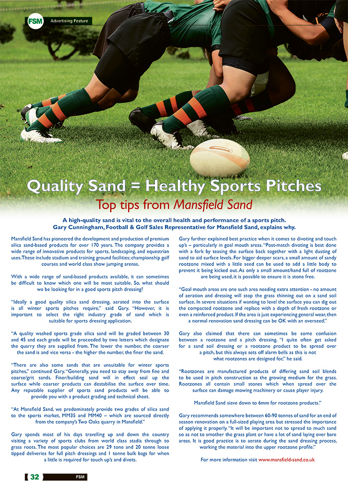Quality Sand = Healthy Sports Pitches