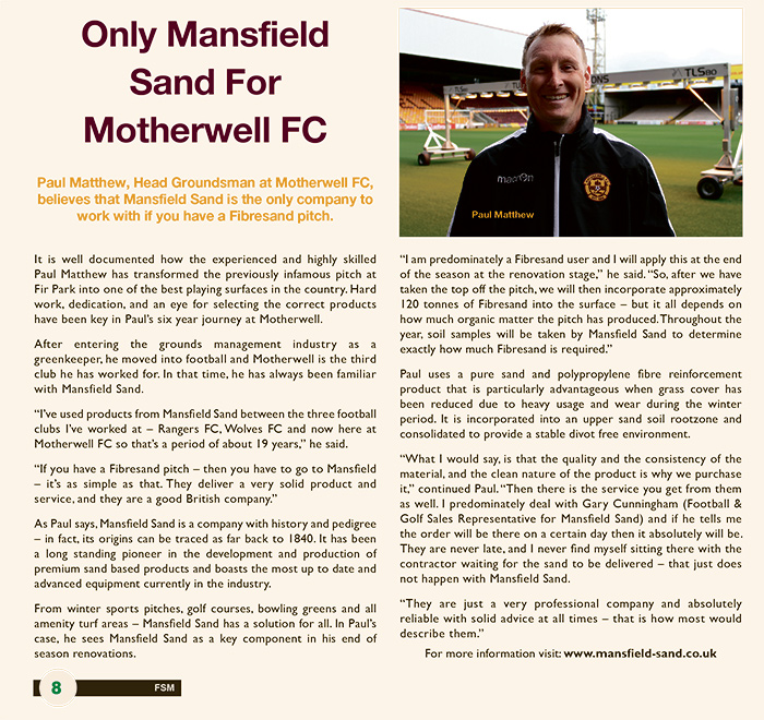 Only Mansfield Sand for Motherwell FC