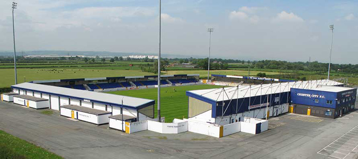 An aerial view of Chester FC's Deva-Stadium