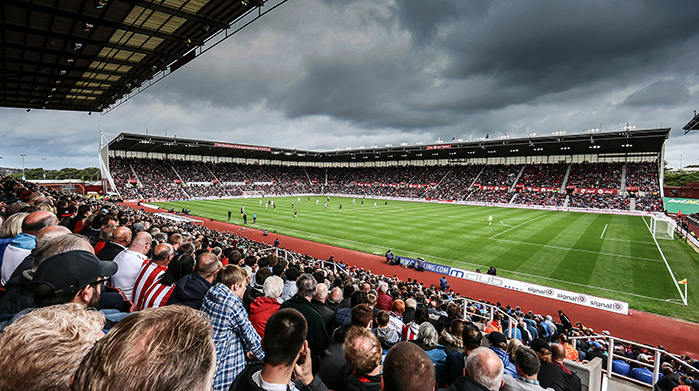 A football match inside Stoke City FC's bet365 Stadium
