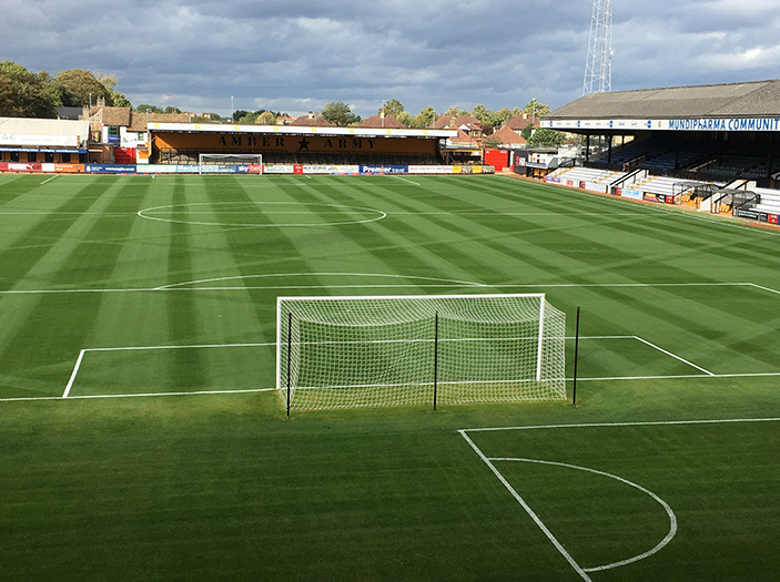 The excellent football pitch at Cambridge United - with help from Mansfield Sand