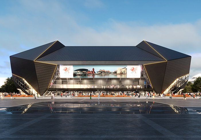 Projection of the new Cardiff Arena from the front
