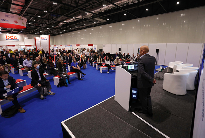 A speaker from the British Cleaning Council (BCC) at the Manchester Cleaning Show