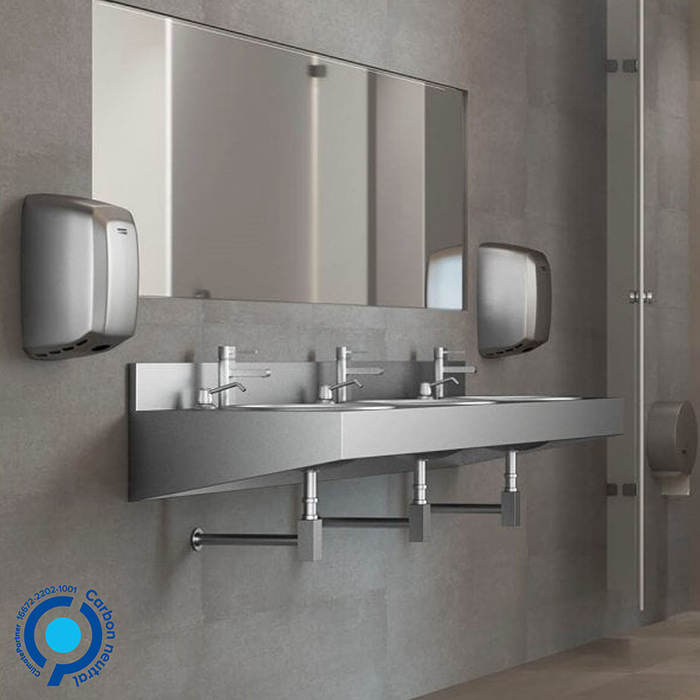 Carbon Neutral Hand Dryers by Intelligent Facility Solutions in a washroom