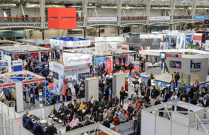 An aerial view of the busy International Security Expo