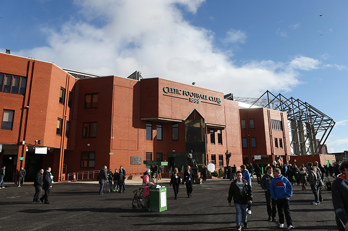 The outside of Celtic FC's stadium