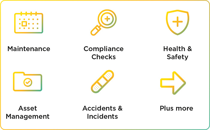 Sypro Risk Manager helps with maintenance, compliance checks, health & safety, asset management, accidents & incidents, plus more