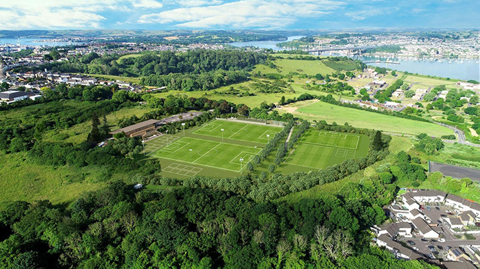 The Parkway Sports Club and surrounding land, as seen from the air