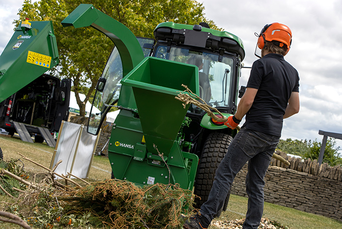 A demonstration of a commercial mulching machine in action