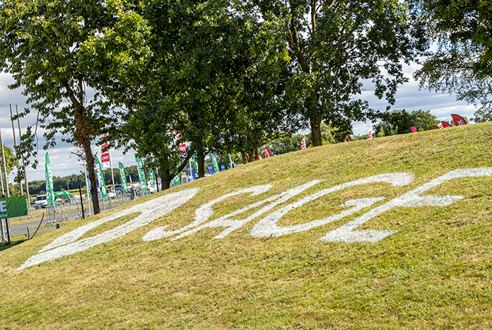 SAGE logo sprayed on the grass at the 2022 event