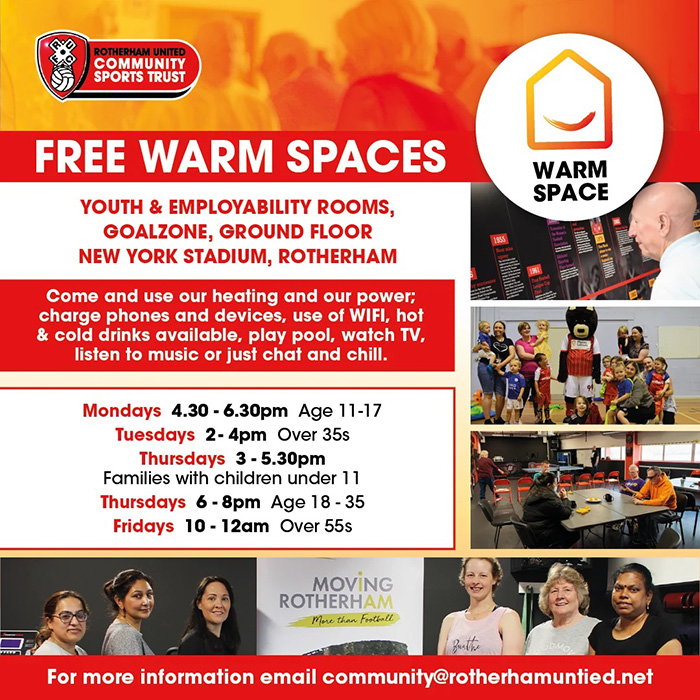 Rotherham United - Free Warm Spaces offer