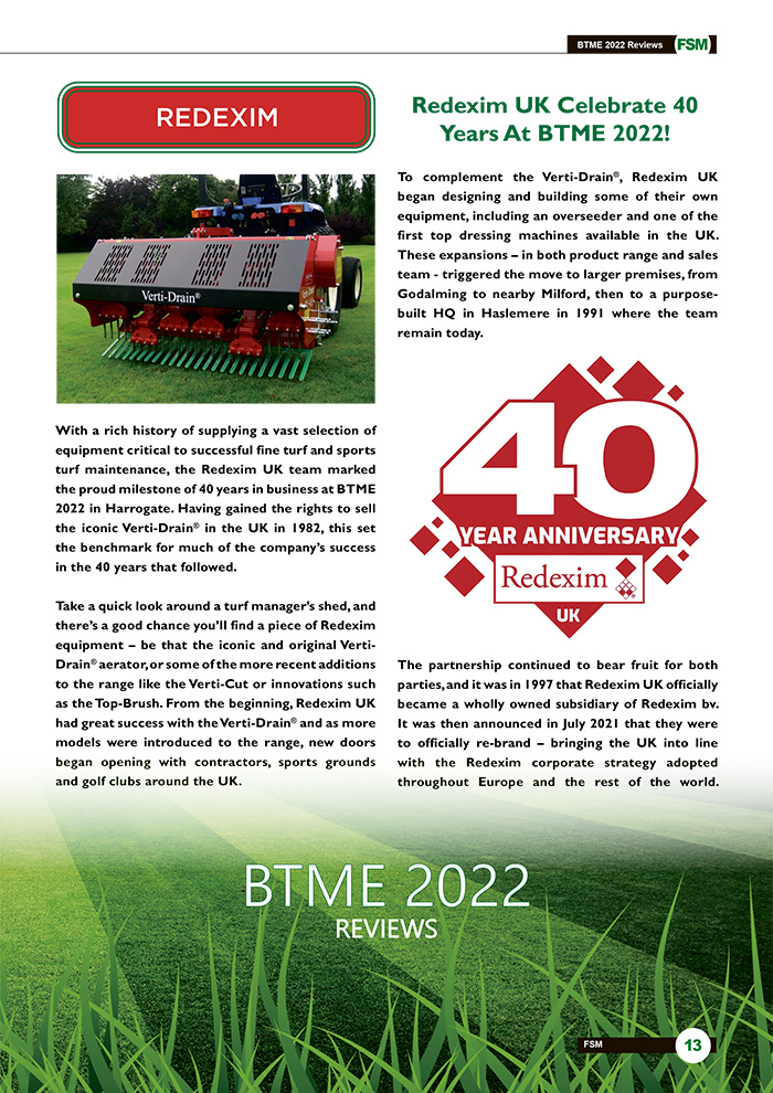 Redexim UK Celebrate 40 Years At BTME 2022!