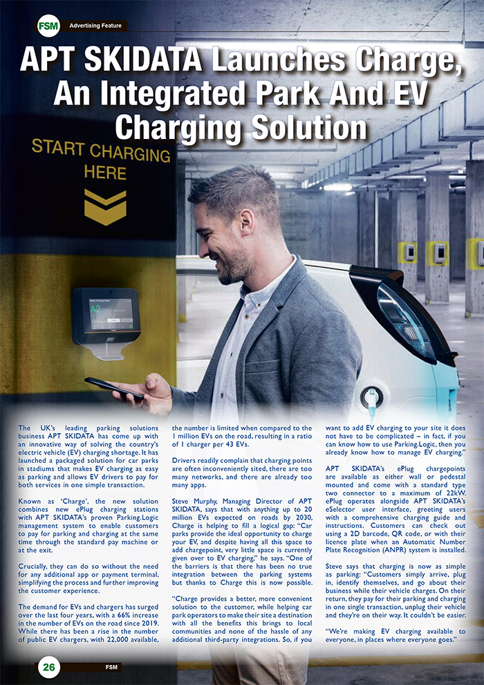 APT SKIDATA Launches Charge, An Integrated Park And EV Charging Solution
