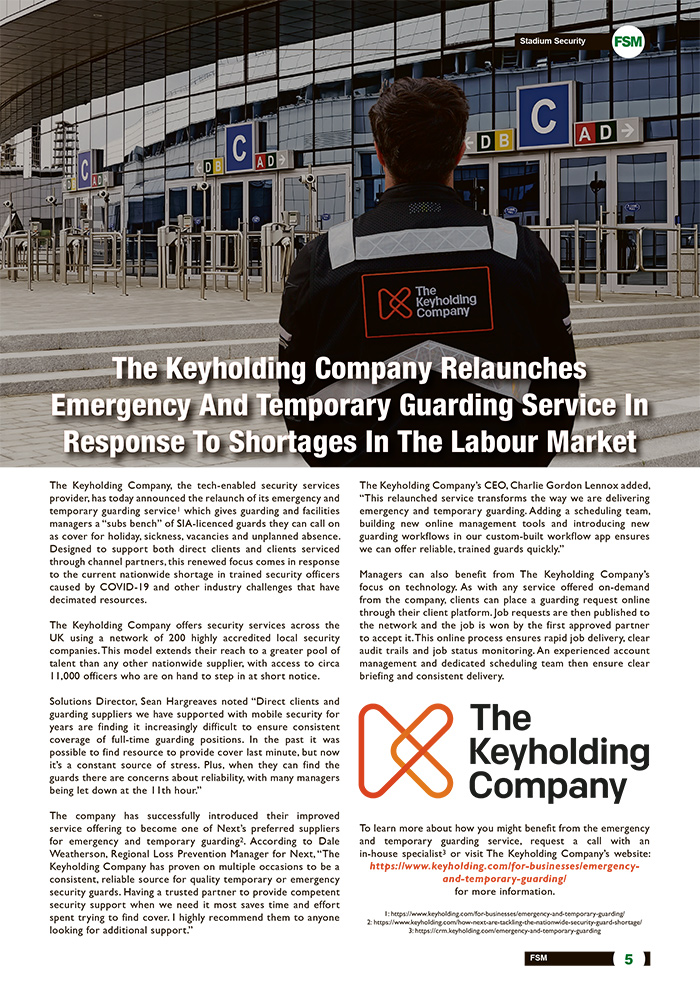 The Keyholding Company Relaunches Emergency And Temporary Guarding Service In Response To Shortages In The Labour Market