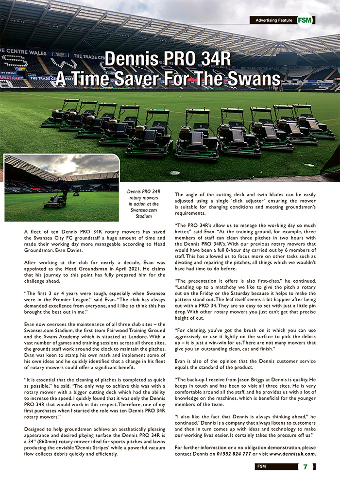 Dennis PRO 34R A Time Saver For The Swans