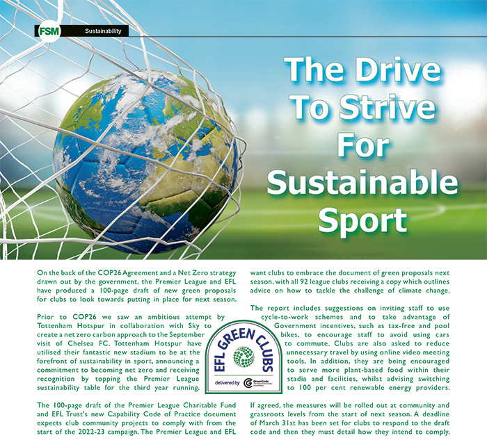 Striving For Sustainable Sport Next Season