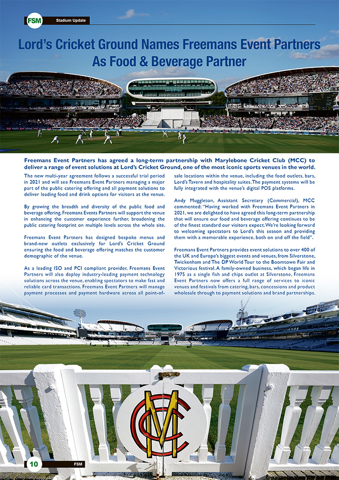 Lord’s Cricket Ground Names Freemans Event Partners As Food & Beverage Partner