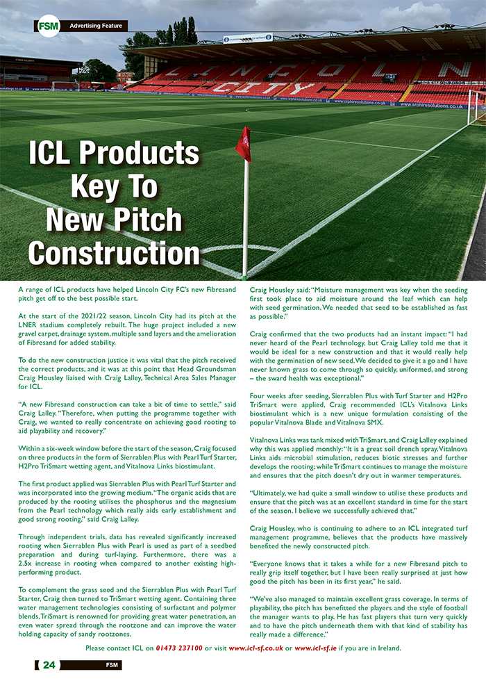 ICL Products Key To New Pitch Construction