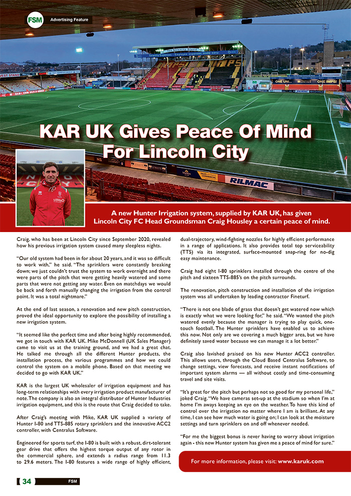 KAR UK Gives Peace Of Mind For Lincoln City