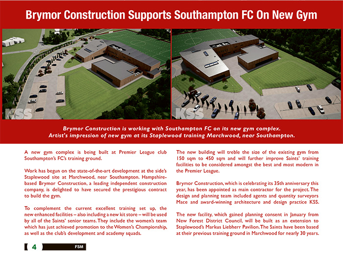 Brymor Construction Supports Southampton FC On New Gym